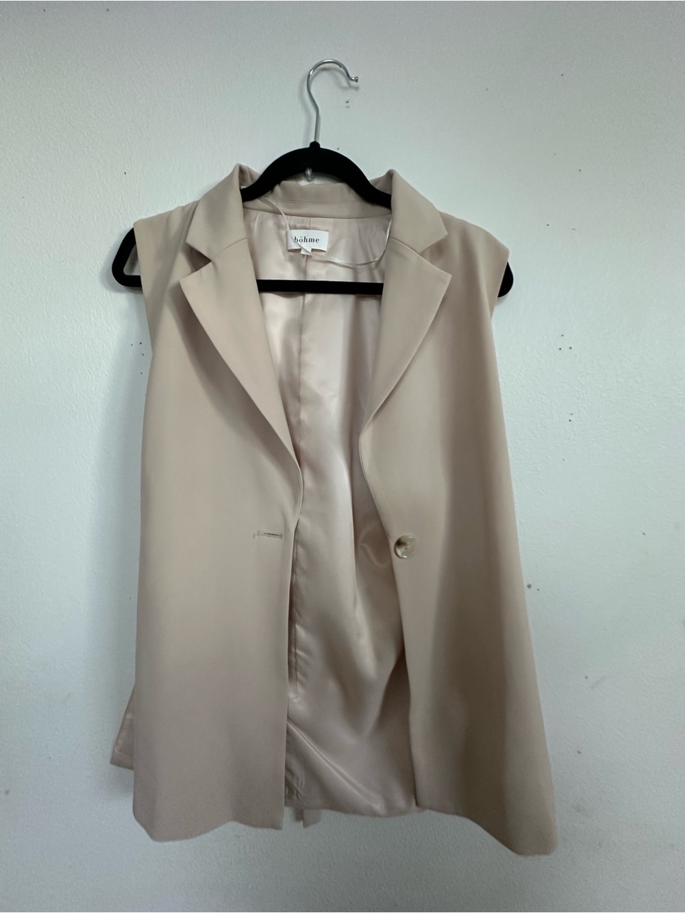 bohme Sleeveless Long Vest in Light Beige with Belted Back